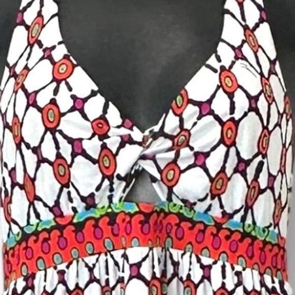 Trina Turk Maxi Dress Halter Sleeveless Geometric Print Casual Size M - Picture 3 of 6